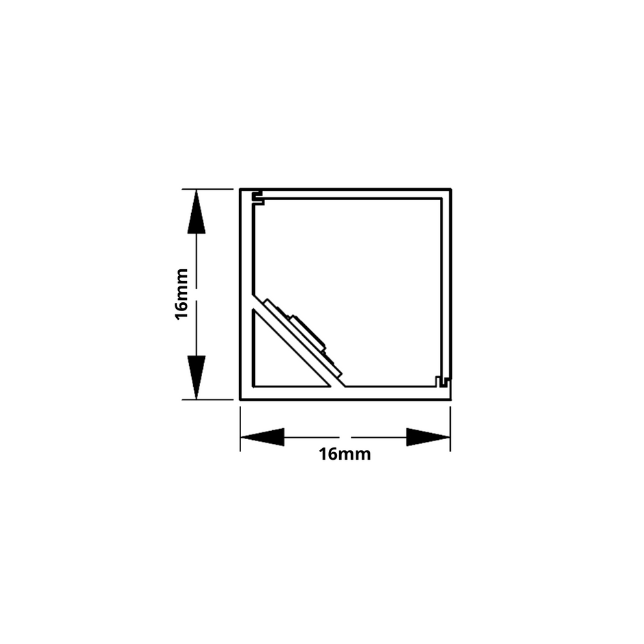 LCQ1616 Corner Surface Extruded Aluminium Mini Profile (16x16mm)
