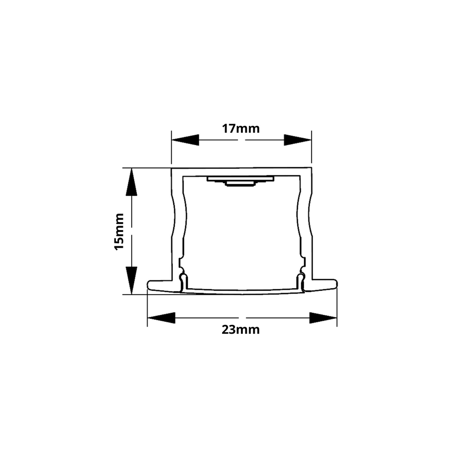 LR1715 Recessed Extruded Aluminium Mini Profile (W:17xH:15xF:23mm)